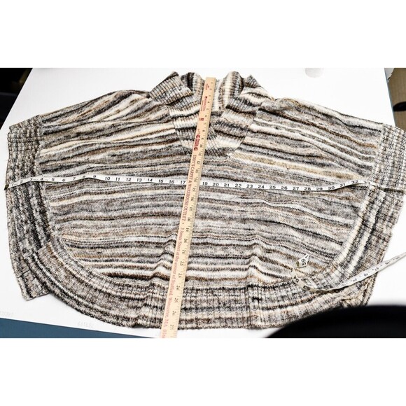 Leo Nicole pullover Sweater Medium Brown Multicolor Shawl Collar Poncho Knit M - Picture 6 of 6